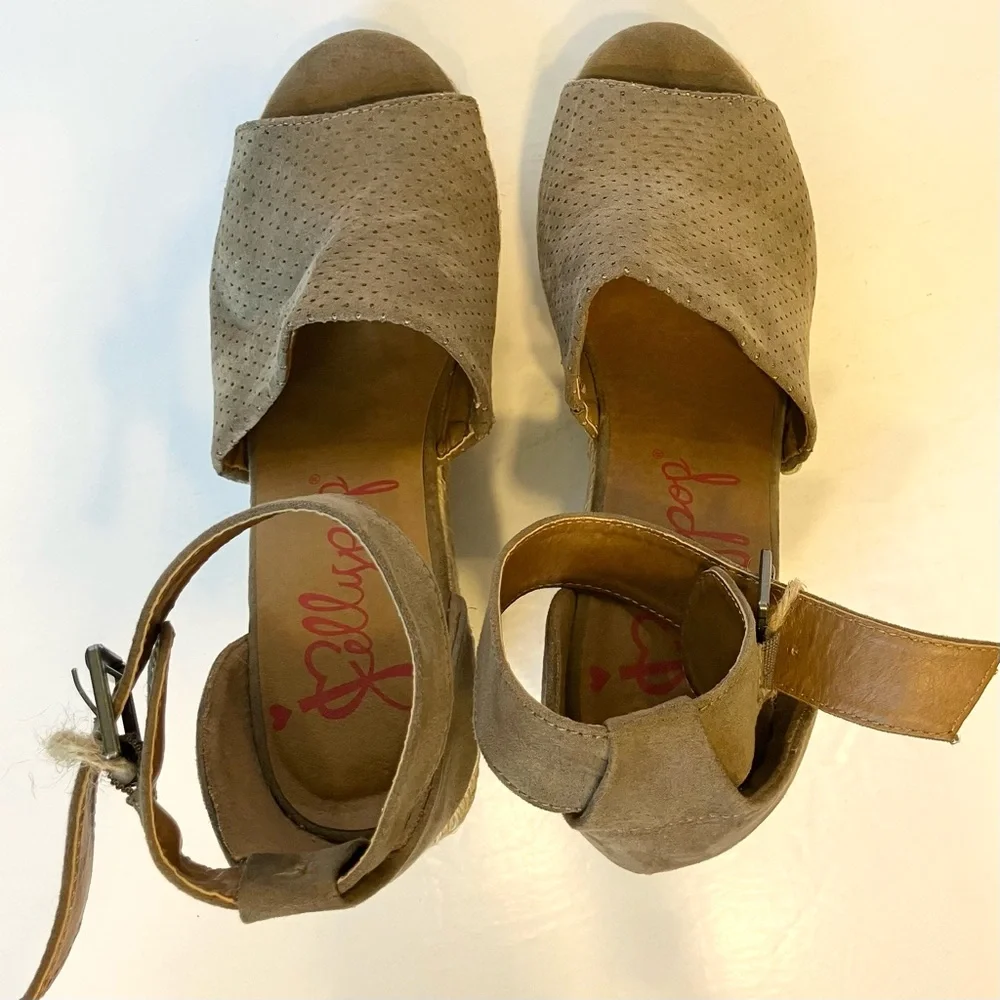 Jellypop Size 7 M Fit Espadrille Wedge Taupe Ankle‎ Strap Buckle Women Open Toe